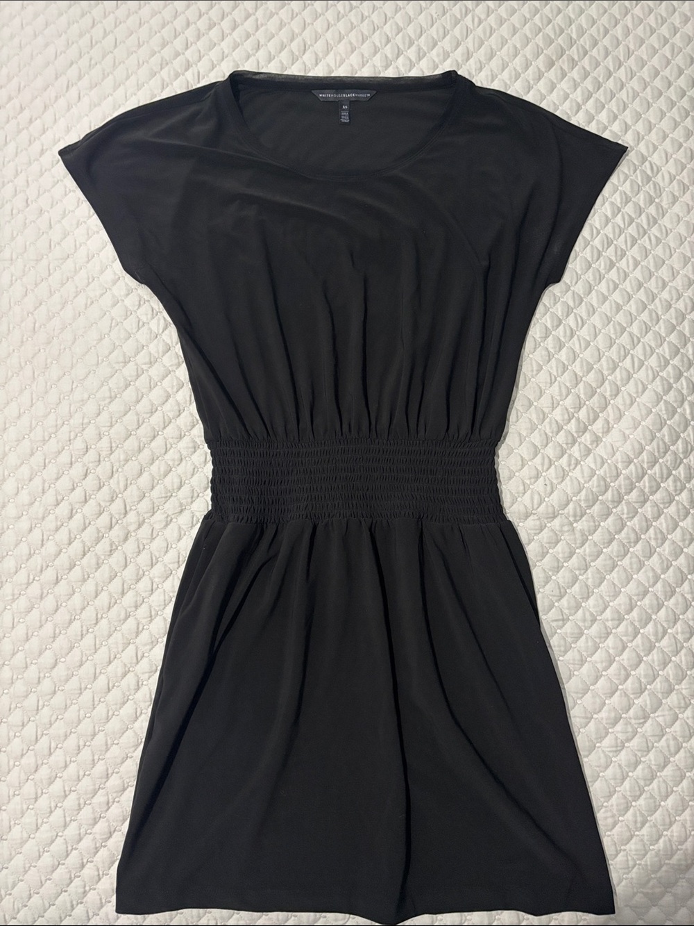 Women's Black Elastic-Waist Short Sleeve Dress